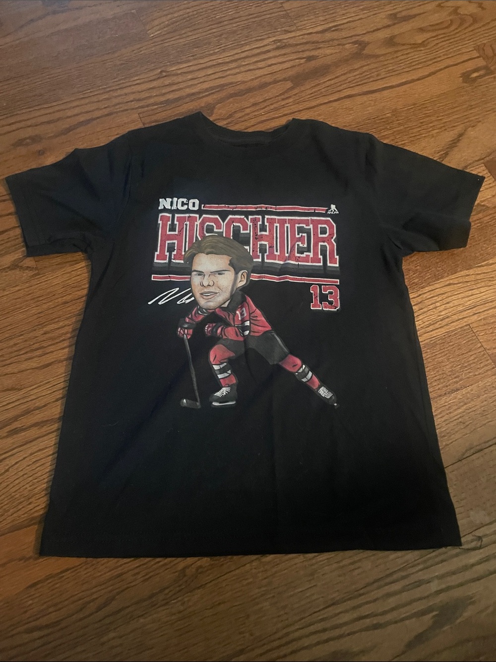 Black Nico Hischier Graphic Ice Hockey T-Shirt